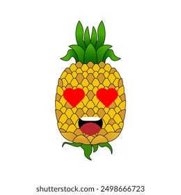 Pineapple emoticon illustration vector. Illustration isolated on white backgrounds