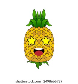 Pineapple emoticon illustration vector. Illustration isolated on white backgrounds