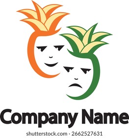 Vetor de design de ícone de logotipo de entretenimento de abacaxi