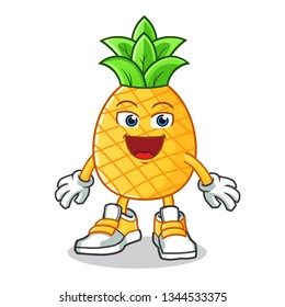 pineapple excited mascot vector cartoon illustration
