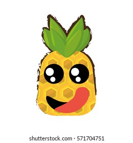 pineapple expressions hungry face icon, vector illustration