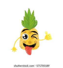 pineapple expressions silly face icon, vector illustration
