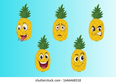 
Pineapple facial expressions, vector-based EPS10 file types