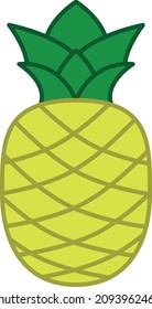 Pineapple Filled Outline Icon Fruit Vector