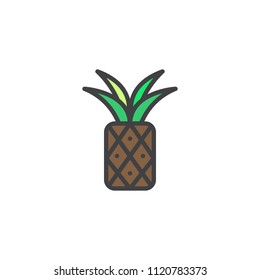 Pineapple filled outline icon, line vector sign, linear colorful pictogram isolated on white. Tropical Fruit symbol, logo illustration. Pixel perfect vector graphics