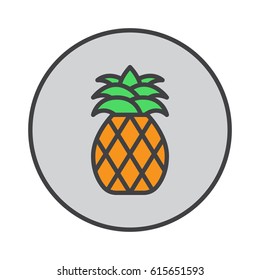 Pineapple filled outline icon, round colorful vector sign, circular pictogram. Symbol, logo illustration