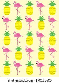 pineapple and flamingo background vector/illustration