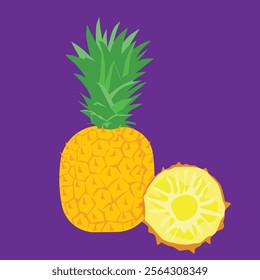 pineapple flat design vector cute art illustration tropical fruit