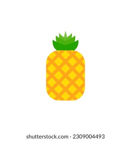 pineapple flat design vector illustration. Tropical fruit. Symbol of food, sweet, exotic and summer, vitamin, healthy. Nature logo. Flat concept. Design element Vector illustration