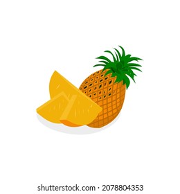 Pineapple flat design vector. Pineapple isolated on white background