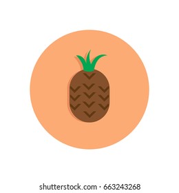 Pineapple flat icon. Round colorful button, circular vector sign, logo illustration. Flat style design