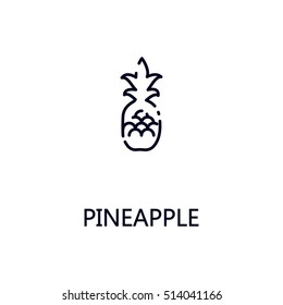 Pineapple flat icon. Single high quality outline symbol of fruit for web design or mobile app. Thin line signs of pineapple for design logo, visit card, etc. Outline pictogram of pineapple. 
