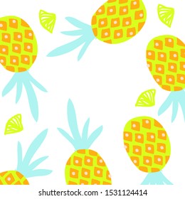 Pineapple flat illustration. Background for your design: card, banner