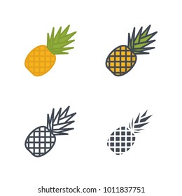 Pineapple flat line silhouette vector icon