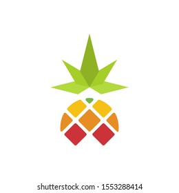 Pineapple Flat Logo Design vector 