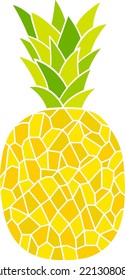 Pineapple flat mosaic isolated fruit 