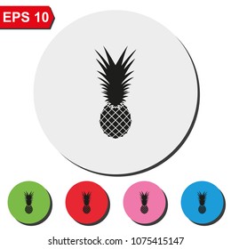 Pineapple flat round colorful vector icon.