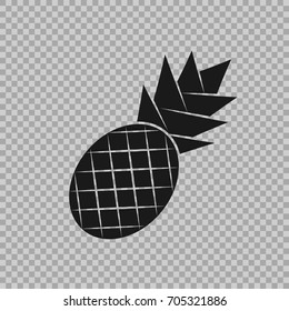 Pineapple in a flat style with an inscription. Icon, a symbol of tropical fruit on isolated background.