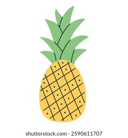 Pineapple in flat style isolated on white background. Summer vector clipart.