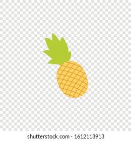 pineapple in a flat style on a transparent background.