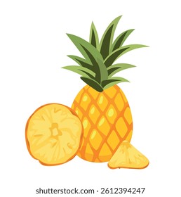 Pineapple. Flat vector, clipart illustration isolated on white background.