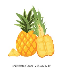 Pineapple. Flat vector, clipart illustration isolated on white background.