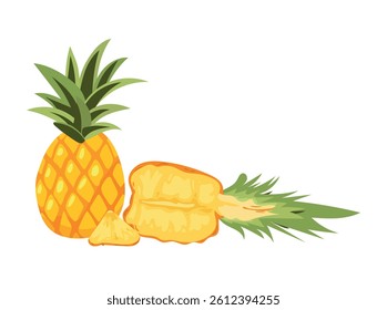 Pineapple. Flat vector, clipart illustration isolated on white background.