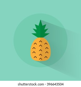 Pineapple in flat vector style. Vector icon, vector illustration.