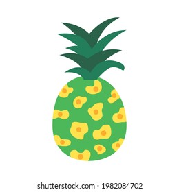 Ananas mit Blumen im abstrakten Stil