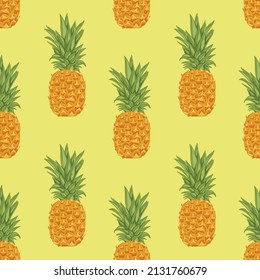 pineapple and flowers drawing seamless design 