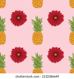 diseño transparente de piña y flores 