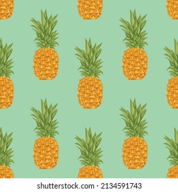 pineapple and flowers drawing seamless design 