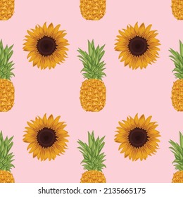 diseño transparente de piña y flores 
