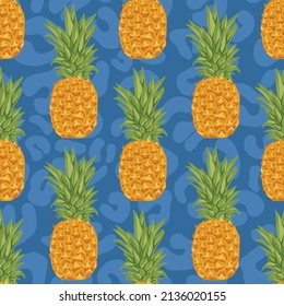 pineapple and flowers drawing seamless design 