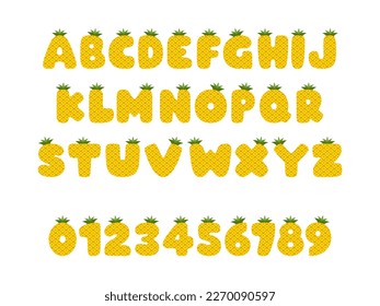 Pineapple font, english letters from A to Z with number 0 to 9