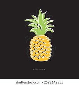 Pineapple, freehand-style drawing in Doodle style.