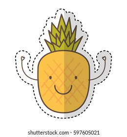 pineapple fresh fruit character drawing icon vector illustration design