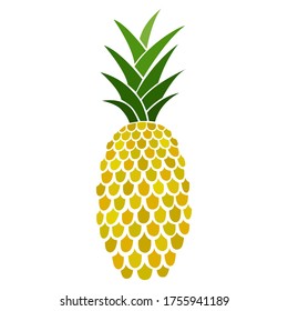 A pineapple. Fresh fruit. Doodle. Color vector illustration. Hand-drawn. Isolated on a white background. Bright decorative pineapples for your design.