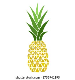 A pineapple. Fresh fruit. Doodle. Color vector illustration. Hand-drawn. Isolated on a white background. Bright decorative pineapples for your design.