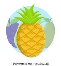 Pineapple Fresh Fruit Flat Icon