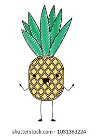 pineapple fresh fruit kawaii character