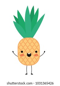 pineapple fresh fruit kawaii character