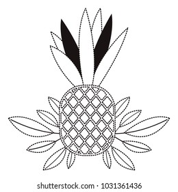 pineapple fresh fruit with leafs frame