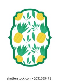 pineapple fresh fruit with leafs frame