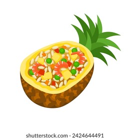 Pineapple fried rice Thai food vector illustration