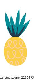Pineapple fruit abstract summer element flat icon. Vector illustration