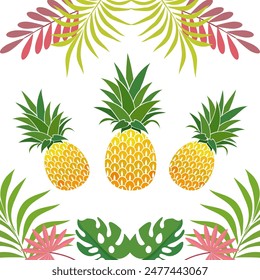 pineapple fruit background. pineapple fruit vector in flat style. fresh summer fruit.