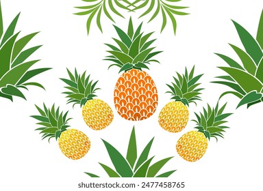 pineapple fruit background. pineapple fruit vector in flat style. fresh summer fruit.