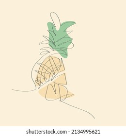 Pineapple Fruit called Ananas Hand Drawn Vector Line Art Like Doodle