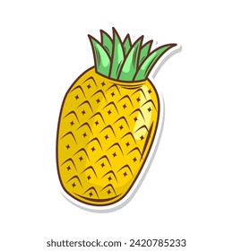 pineapple fruit cartoon hand draw illustration art